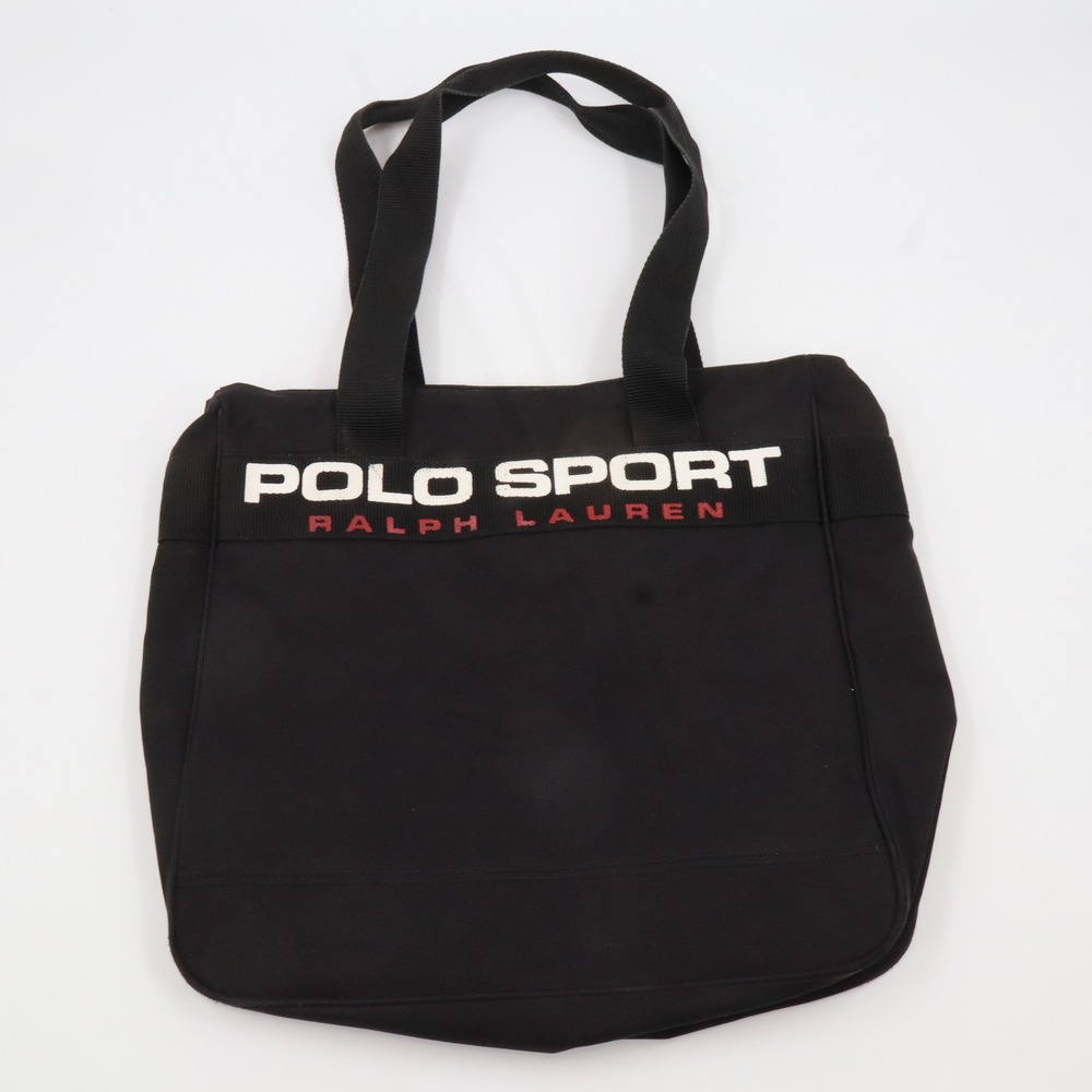 Polo Sport Ralph Lauren Tote Bag Unisex Large Black Canvas Vintage 90s‎ Logo